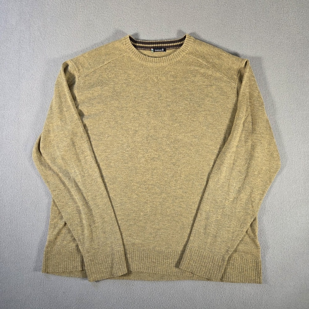 Smartwool Sweater Mens XL Gold Merino Wool Blend Crewneck Pullover Lightweight